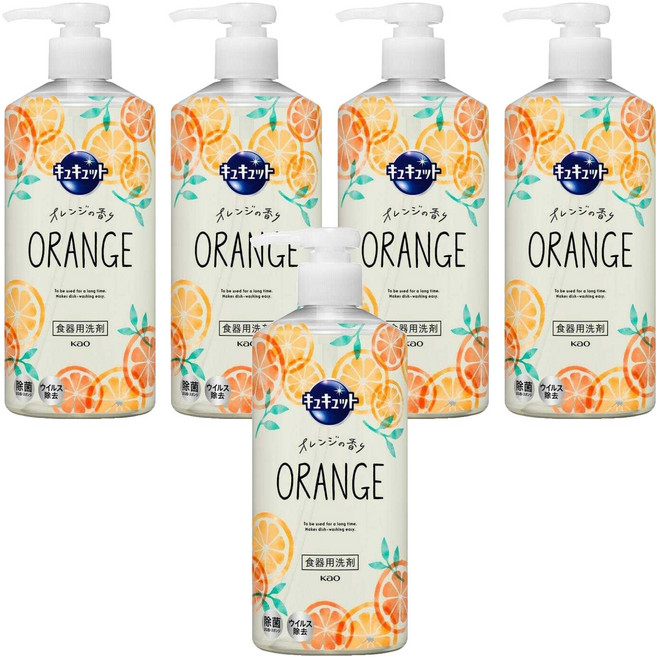 Kao 花王 Cucute 珂珂透 按壓式洗碗精 柑橘, 480ml, 5瓶