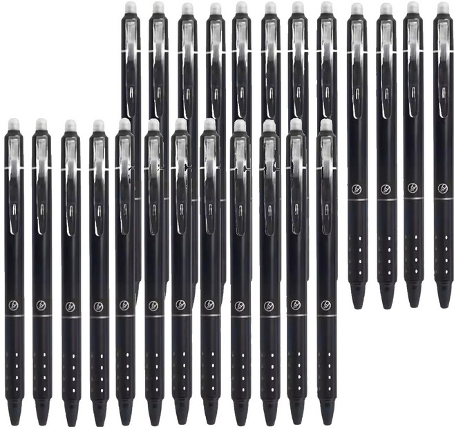 庫裡巴巴 擦擦 無痕可擦式原子筆 0.5mm, 黑色, 24個