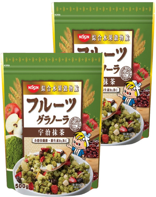 NISSIN 日清 綜合水果穀物脆 宇治抹茶, 500g, 2包