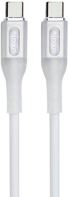 Kinyo Type-C-Type-C PD充電傳輸矽膠線 27g, 1m, 白色, 1條