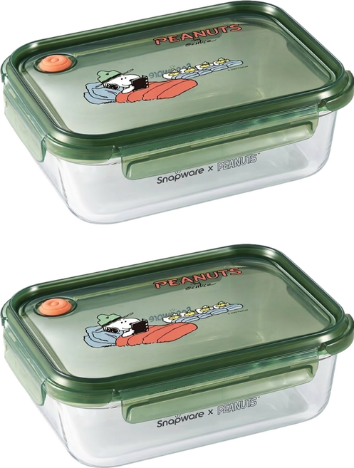 Corelle Brands 康寧餐具 Snapware SNOOPY 露營趣 耐熱玻璃保鮮盒, 2個