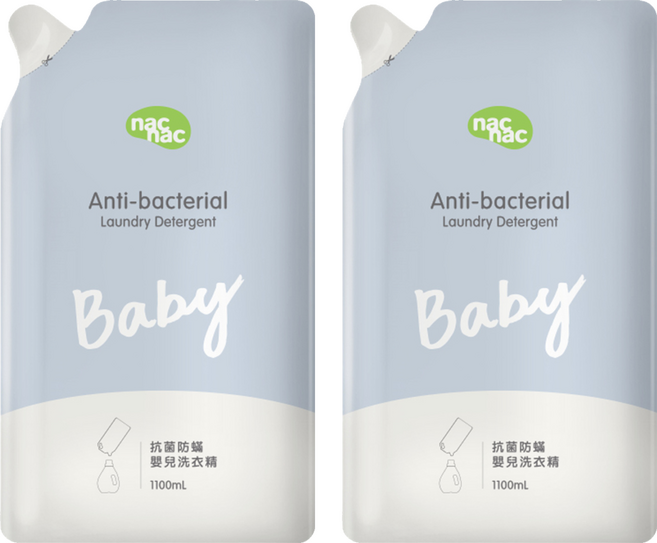 nac nac 抗菌防蟎嬰兒洗衣精 補充包, 1.1L, 2包