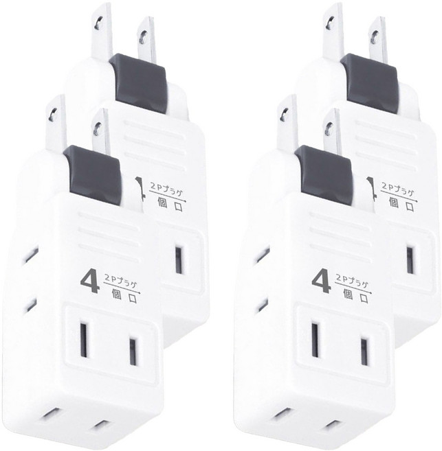 POWER BULL 動力公牛 日式新轉向四面插 180度旋轉插頭, 8.3cm, 白色, 4個