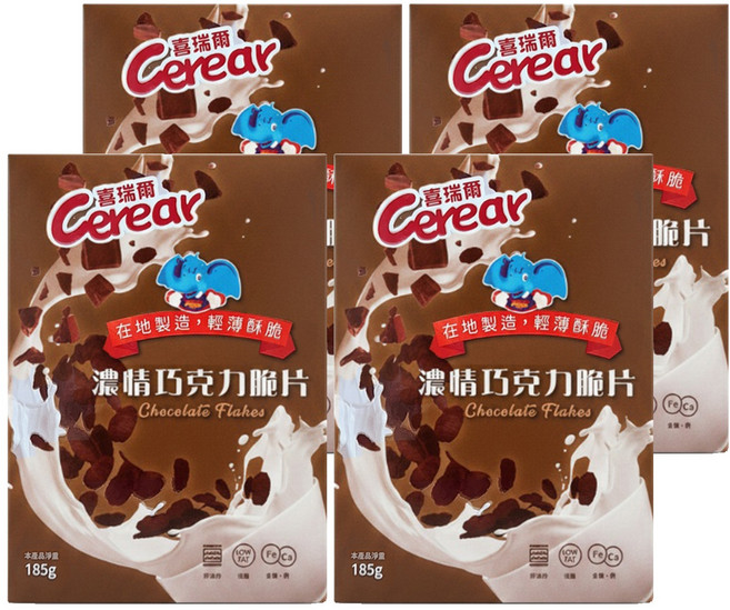 Cerear 喜瑞爾 濃情巧克力脆片, 185g, 4盒