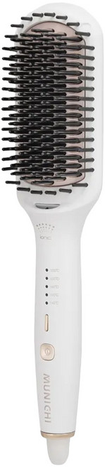MUNICHI 沐尼黑 國際電壓 100-240V 負離子 5段溫控 直髮梳 60W 珠光白 MMC-QQ2