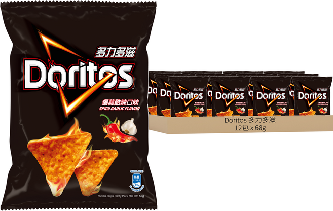 Doritos 多力多滋 爆蒜酷辣口味玉米片, 68g, 12包