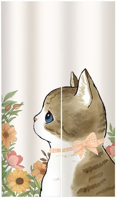 日式長門簾, 花卉小貓