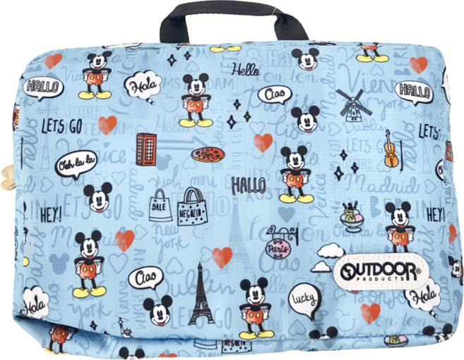 OUTDOOR PRODUCTS 迪士尼Disney 米奇環遊世界折疊旅行袋 ODDY24C13BL, 藍色, 1個