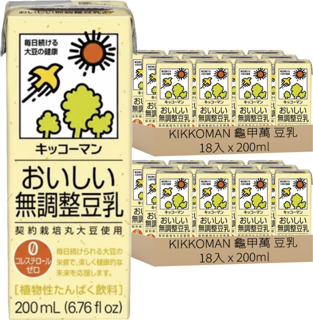 KIKKOMAN 龜甲萬 豆乳 無調整, 36入, 200ml