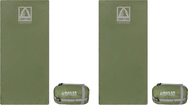 LONE PINE EQUIPMENT 加大型四季輕量超迷你睡袋 附收納袋 672g, 綠色, 2個