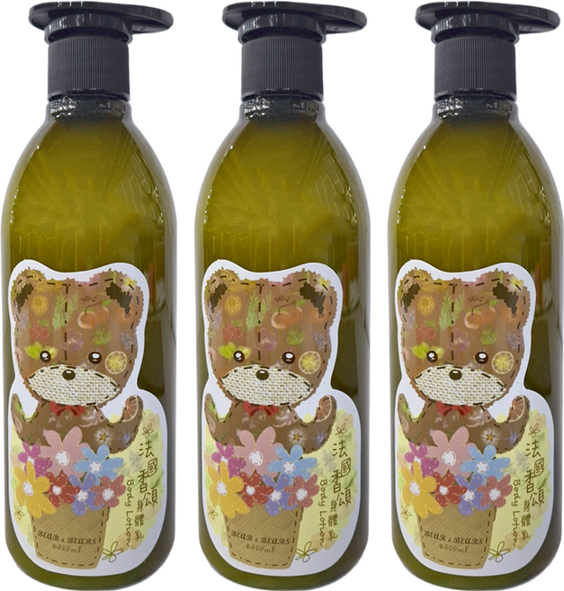 BEAR&BEARS 熊大庄 法國香頌身體乳 500ml, 3瓶