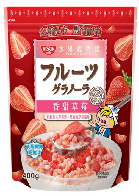NISSIN 日清 綜合水果穀物脆 香甜草莓, 400g, 1包