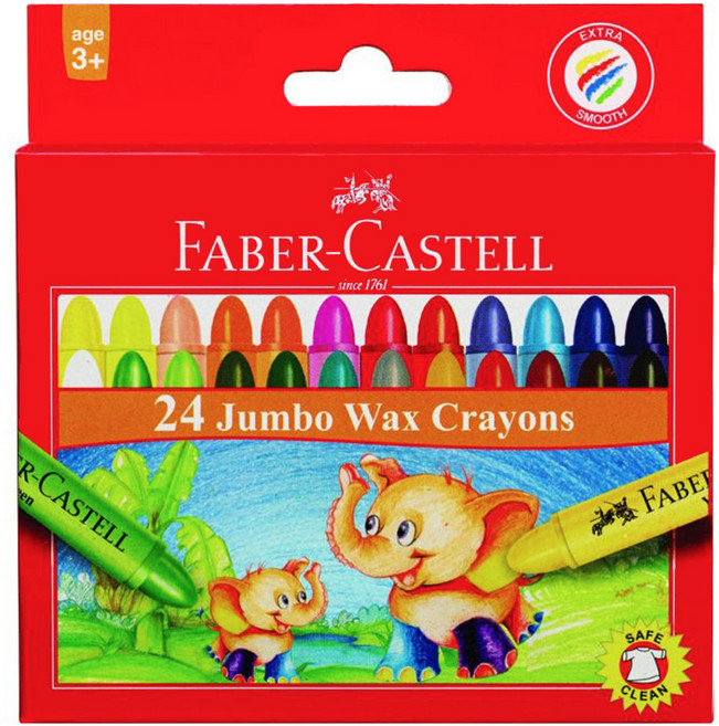 FABER-CASTELL 輝柏 大象粗芯蠟筆, 24色, 1盒