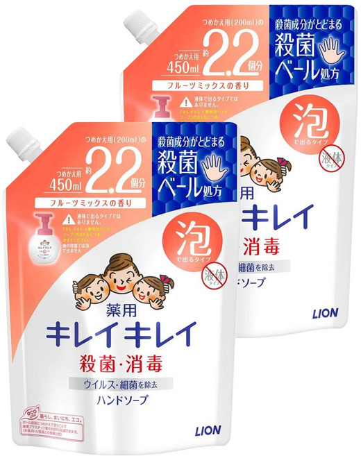 LION 獅王 趣淨 洗手慕斯補充包 清新果香, 2個, 450ml
