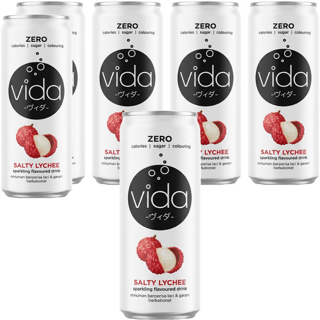 vida 氣泡飲 鹹荔枝味, 325ml, 6罐