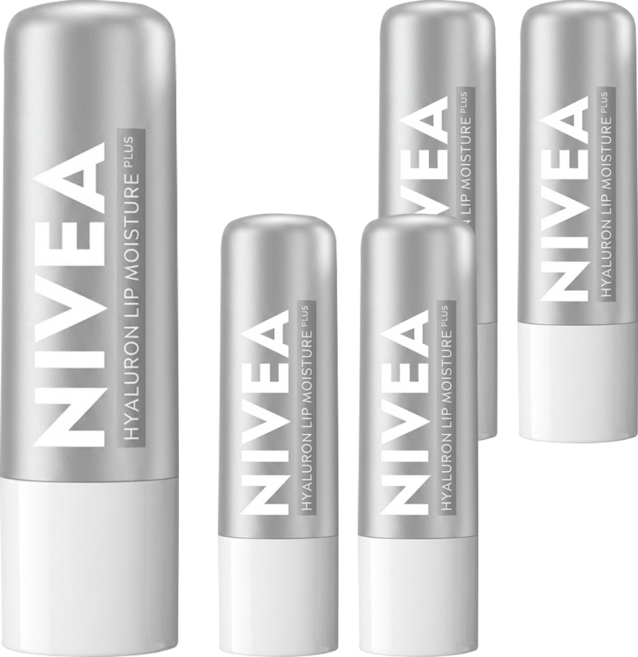 NIVEA 妮維雅 5D玻尿酸修護精華潤唇膏, 5.2g, 5支, 透明無色