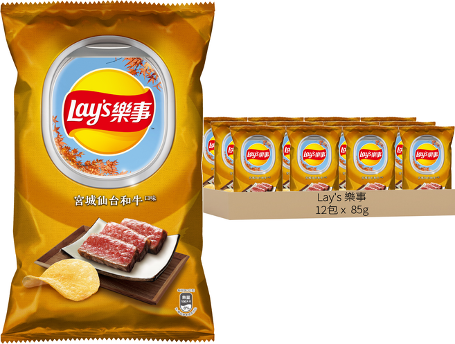 Lay's 樂事 宮城仙台和牛口味洋芋片, 85g, 12包
