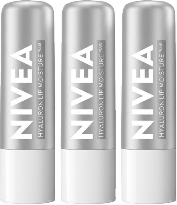 NIVEA 妮維雅 5D玻尿酸修護精華潤唇膏, 5.2g, 3支, 透明無色