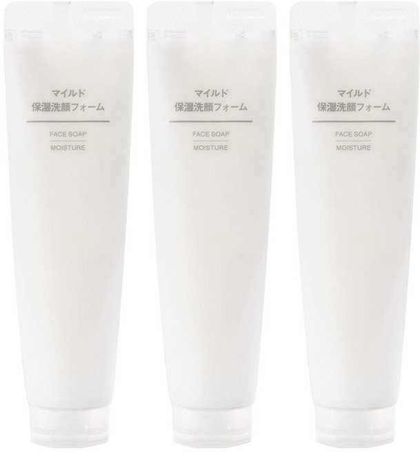 MUJI 無印良品 溫和保濕洗面乳, 100g, 3條