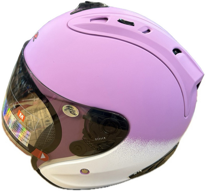 FIGHTER HELMET 露臉式安全帽 含一層護目鏡 R3A6, 啞淺紫/白花
