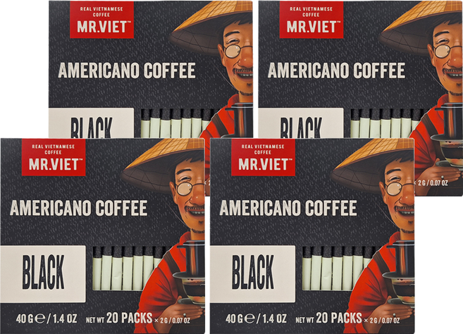 MR.VIET 即溶黑咖啡粉, 40g, 4盒, 即溶粉末