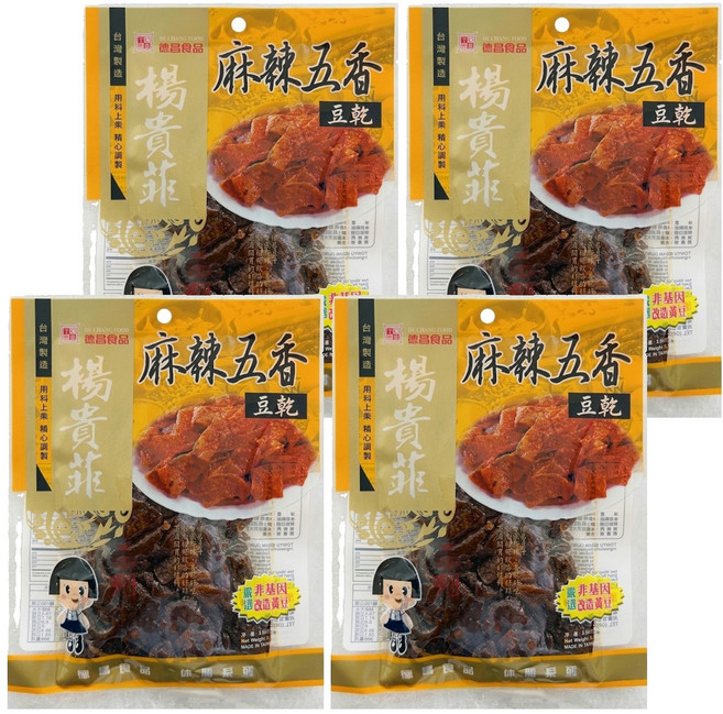 德昌 非基改豆乾 麻辣五香, 100g, 4包