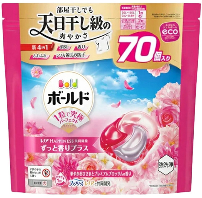 Bold 4D 碳酸機能洗衣膠球 陽光花香, 70顆, 1袋