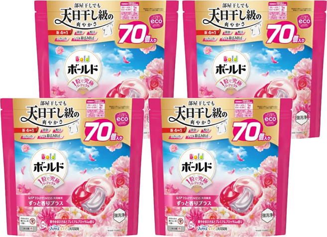 Bold 4D 碳酸機能洗衣膠球 陽光花香, 70顆, 4袋