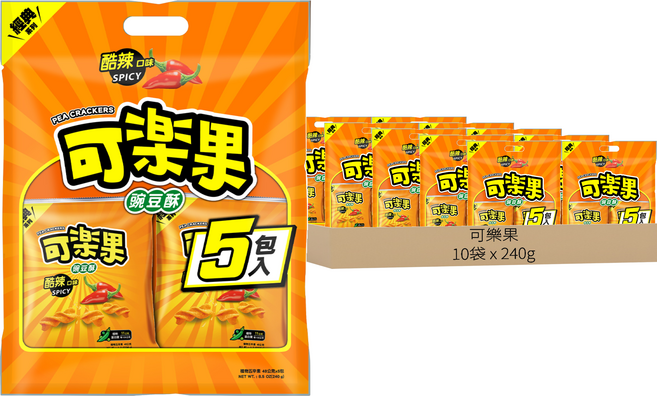 可樂果 酷辣口味 量販 5包, 240g, 10袋