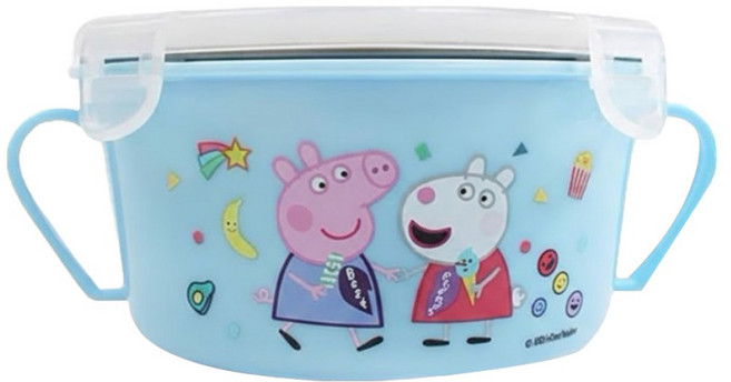 Peppa Pig 粉紅豬小妹 不銹鋼雙耳隔熱餐盒, 藍色, 1個
