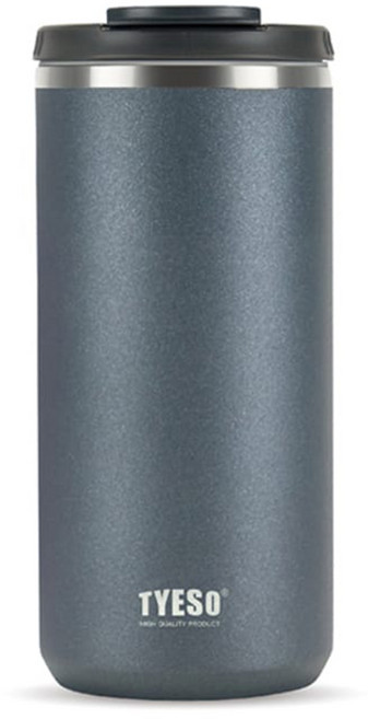 TYESO 泰碩 304不鏽鋼便攜翻蓋保溫杯, 深空銀黑, 1個, 600ml