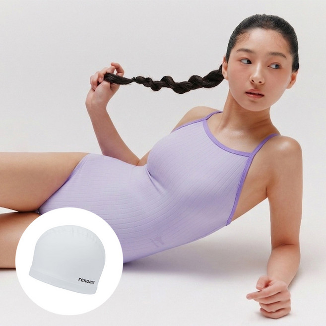 renoma SWIM 兩穿式連身泳衣 + 成人基本款PU泳帽 RN-LS2G51C
