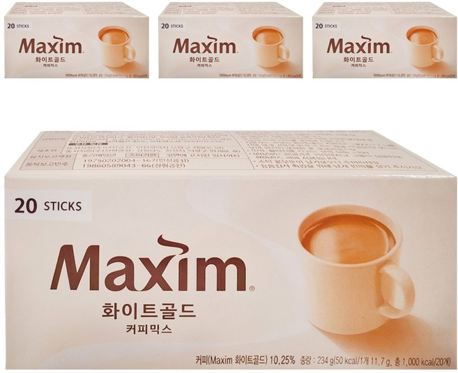Maxim 麥心 白金經典三合一咖啡, 11.7g, 20條, 4盒