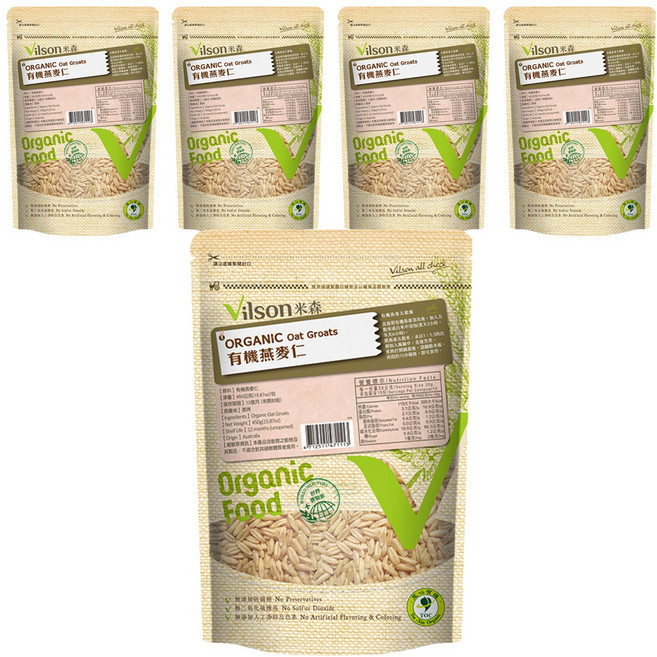 Vilson 米森 100%有機燕麥仁, 450g, 5包