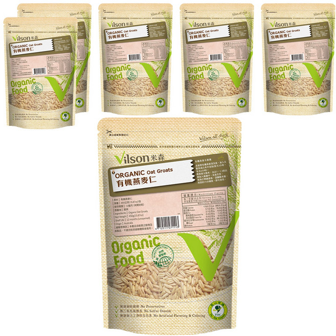 Vilson 米森 100%有機燕麥仁, 450g, 6包