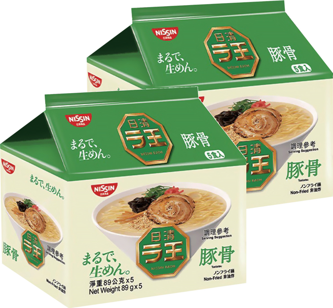 NISSIN 日清 拉王 非油炸速食麵 豚骨 89g, 10包