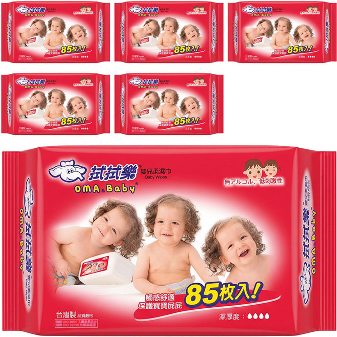 OMA&Baby 拭拭樂 嬰兒柔濕巾, 6包, 85張