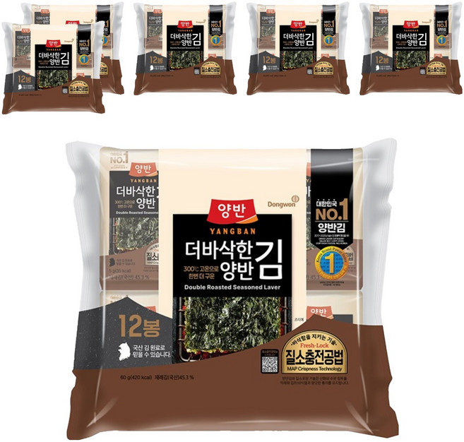 Dongwon 東遠 Yangban 兩班 更酥脆的海苔, 60g, 6個