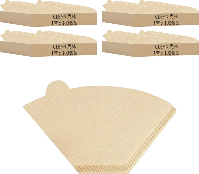 CLEAN 克林 咖啡濾紙 U型平底 盒裝, 4套, 100個裝