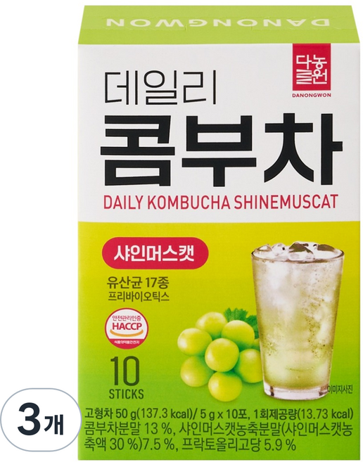 Danongwon 康普茶 麝香葡萄, 5g, 3個, 10入