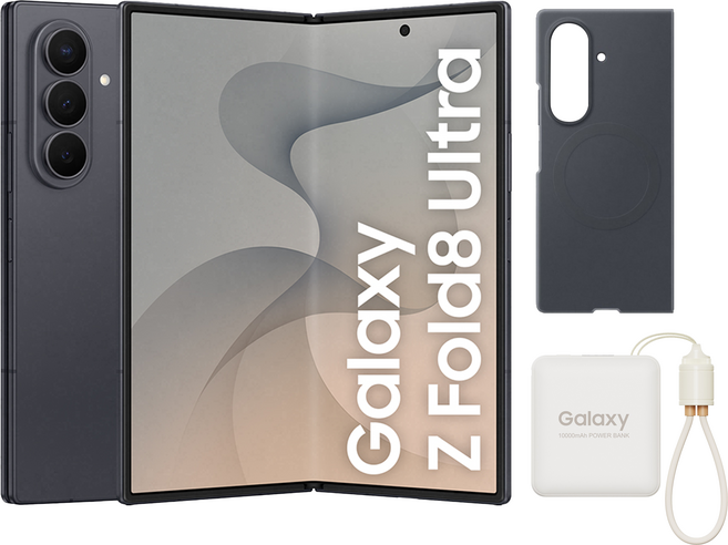 Samsung 三星 Galaxy Z Fold8 Ultra 智慧型手機 附手機殼 顏色隨機 + 行動電源 10000mAh, 石墨灰, 512GB