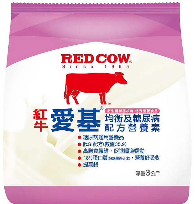 RED COW 紅牛 愛基均衡及糖尿病配方, 3kg, 1袋