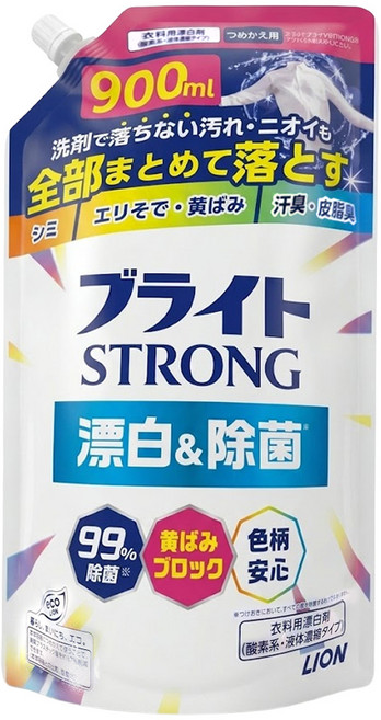 LION 獅王 STRONG 強效去污漂白劑補充包 彩色衣物適用, 900ml, 1包