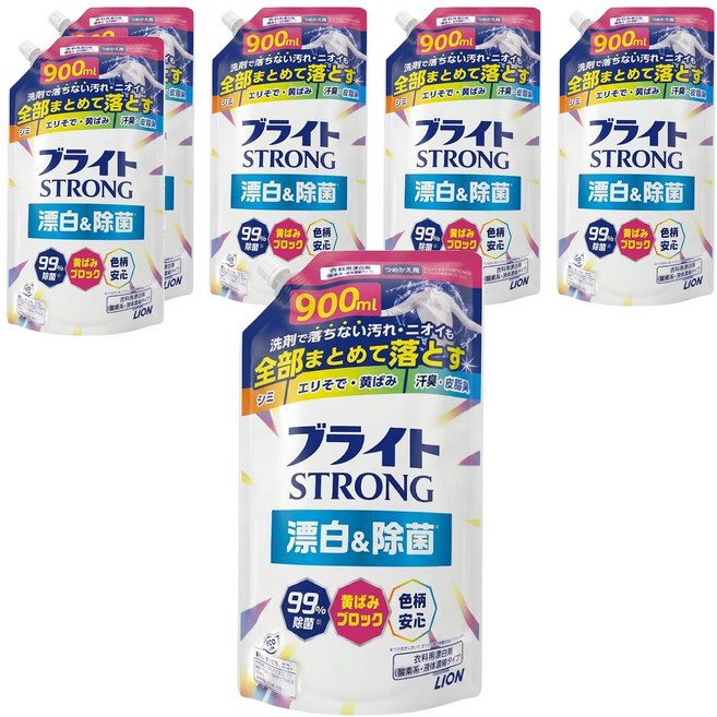 LION 獅王 STRONG 強效去污漂白劑補充包 彩色衣物適用, 900ml, 6包