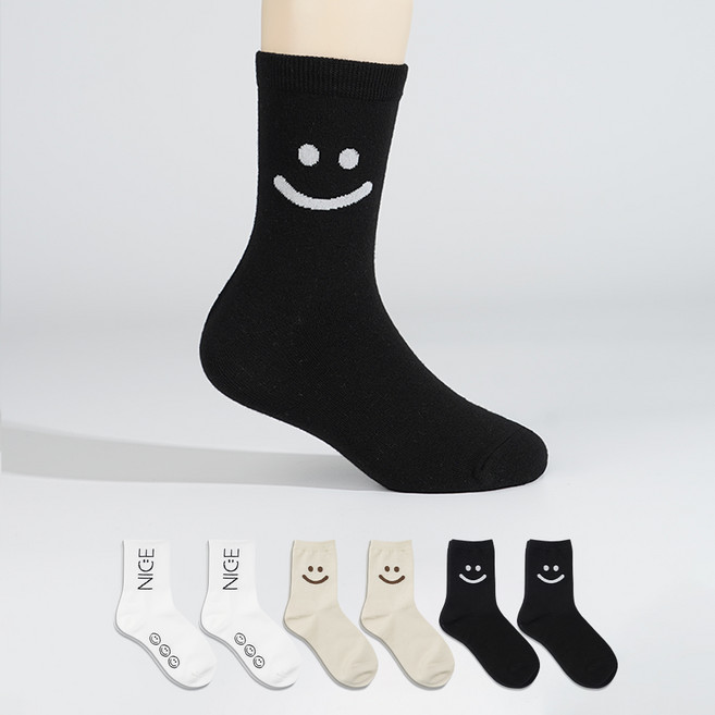 Sockpiens 最適合青少年日常穿著的微笑中筒襪6雙組