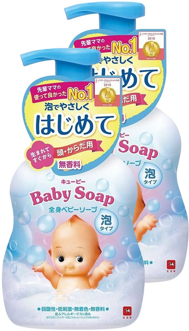 COW STYLE 牛乳石鹼 裘比寶寶泡泡澡沐浴乳 無香, 400ml, 2瓶