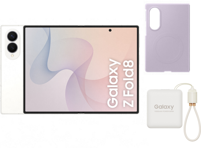 Samsung 三星 Galaxy Z Fold8 智慧型手機 附手機殼 顏色隨機 + 行動電源 10000mAh, 奶油白, 512GB