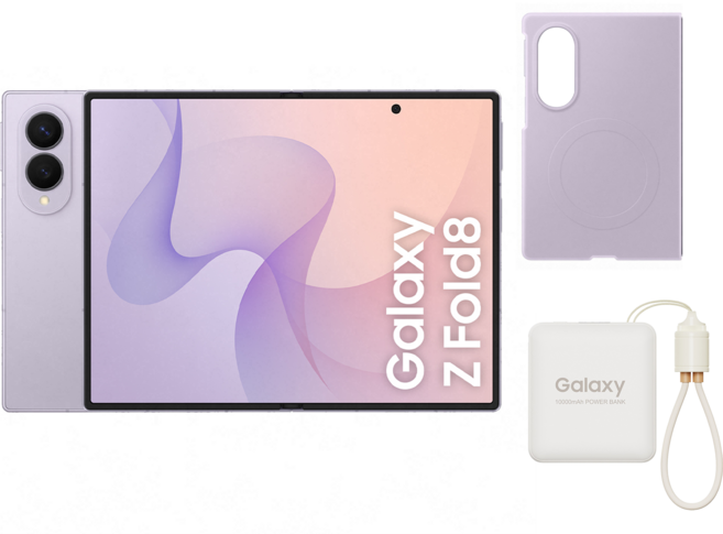 Samsung 三星 Galaxy Z Fold8 智慧型手機 附手機殼 顏色隨機 + 行動電源 10000mAh, 薰衣紫, 512GB