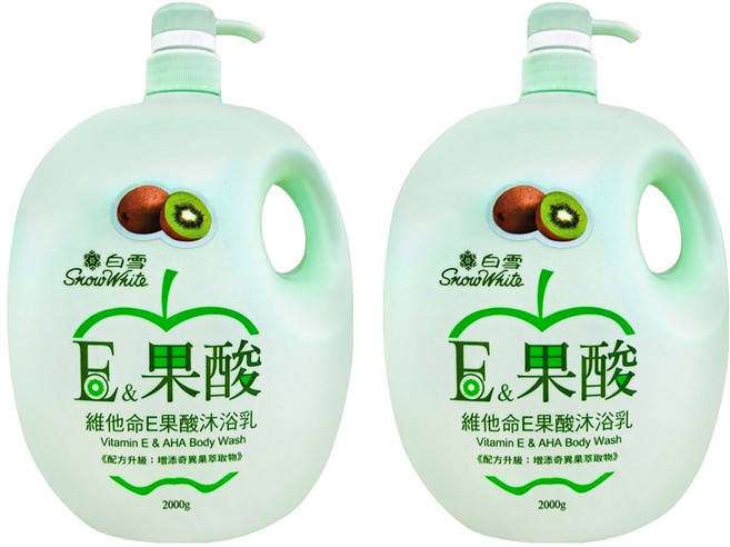Snow White 白雪 維他命E&果酸沐浴乳 奇異果, 2kg, 2瓶