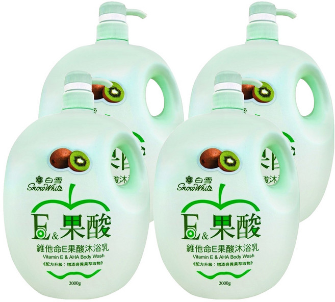 Snow White 白雪 維他命E&果酸沐浴乳 奇異果, 2kg, 4瓶
